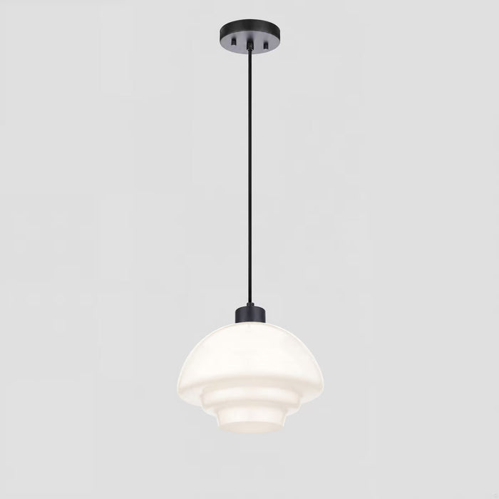 Fenwick Pendant Light Matt Black & Opal Gloss - 1001615