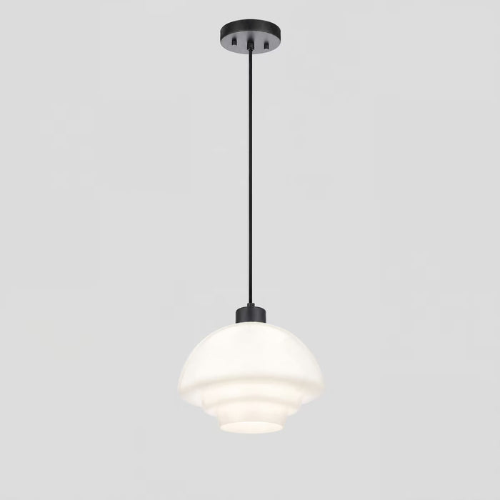 Fenwick Pendant Light Matt Black & Opal Gloss - 1001615
