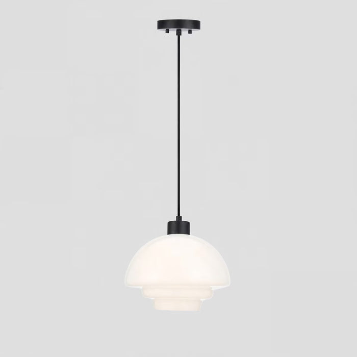 Fenwick Pendant Light Matt Black & Opal Gloss - 1001615