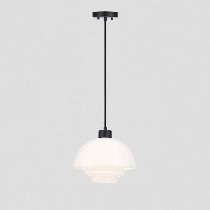 Fenwick Pendant Light Matt Black & Opal Gloss - 1001615