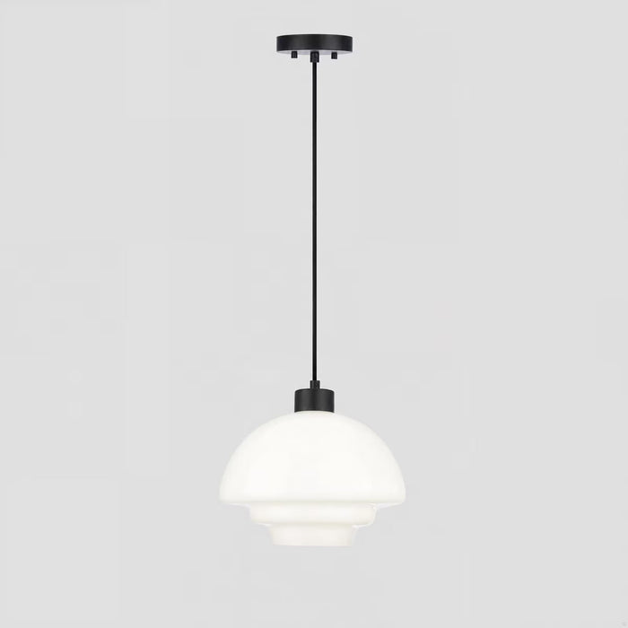 Fenwick Pendant Light Matt Black & Opal Gloss - 1001615