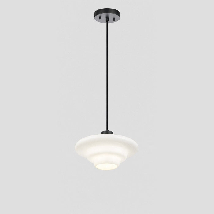 Haywood Pendant Light Matt Black & Opal Gloss - 1001619