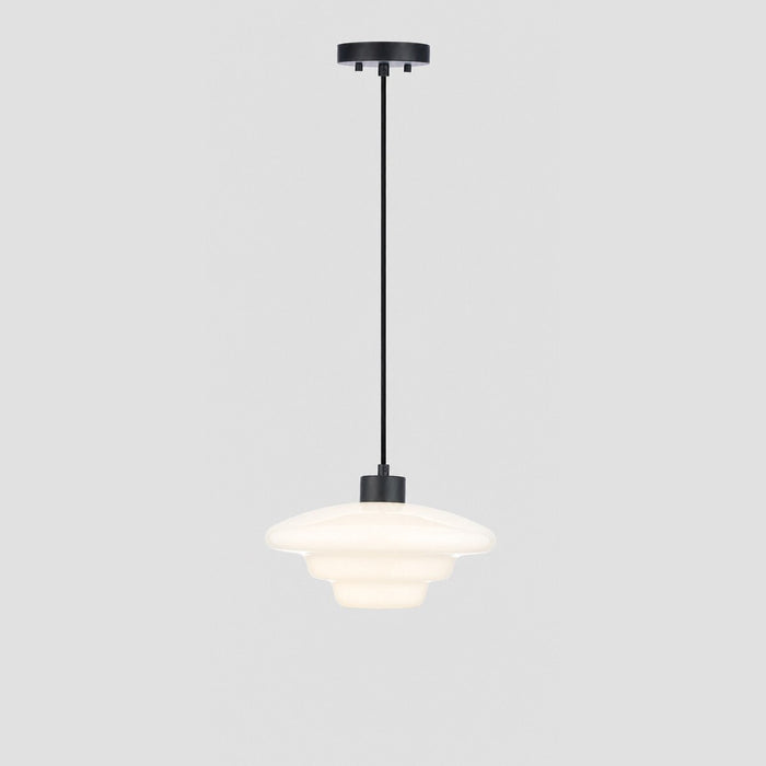 Haywood Pendant Light Matt Black & Opal Gloss - 1001619