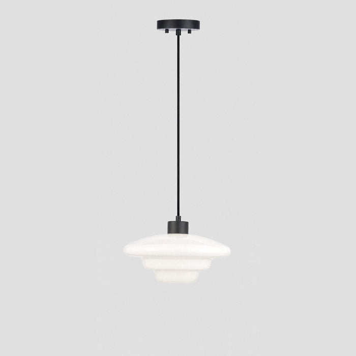 Haywood Pendant Light Matt Black & Opal Gloss - 1001619