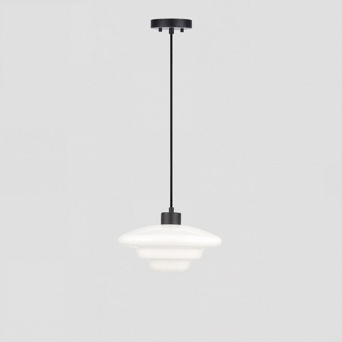 Haywood Pendant Light Matt Black & Opal Gloss - 1001619