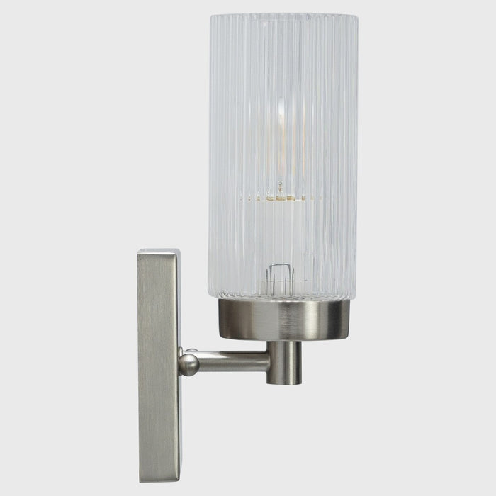 Chester Wall Light Bracket Brushed Nickel & Clear Ribbed - 1001701
