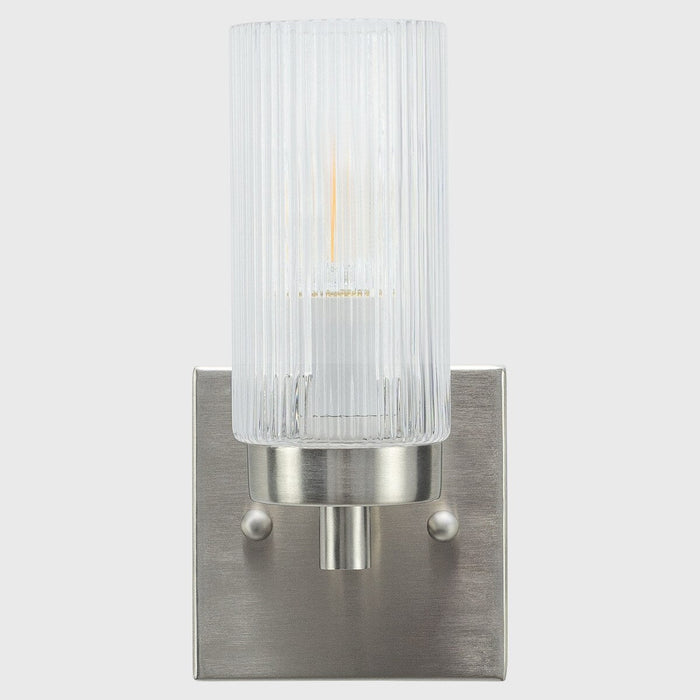 Chester Wall Light Bracket Brushed Nickel & Clear Ribbed - 1001701