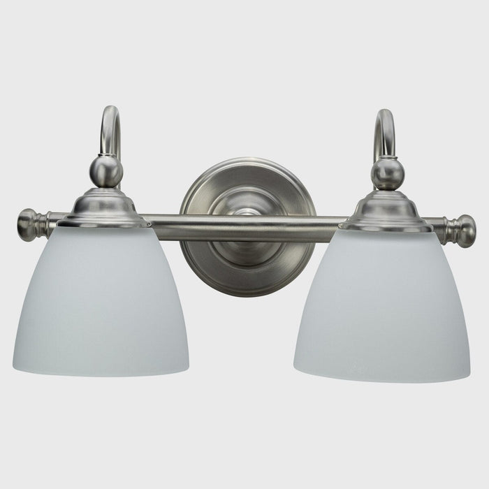 Nova 2 Light Wall Light Bracket Brushed Nickel & Opal Matt - 1001712