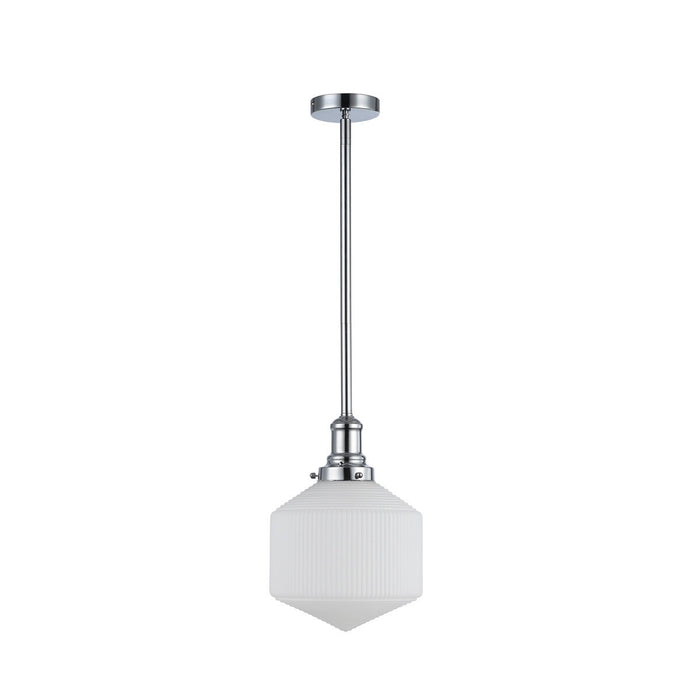 Jefferson Small Rod Pendant Light Chrome & Opal Matt - 1001724