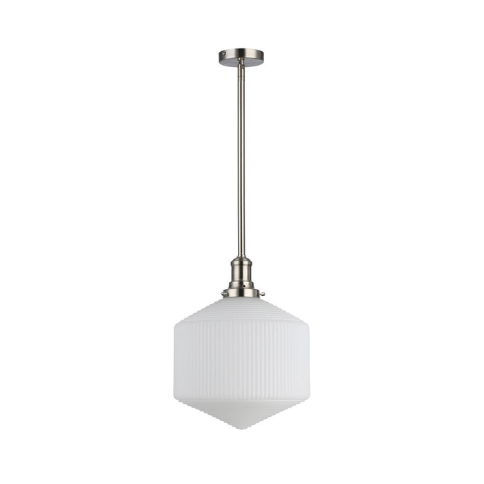 Jefferson Large Rod Pendant Light Brushed Nickel & Opal Matt - 1001731