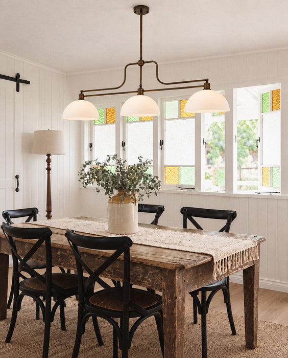 Sienna 3 Light Pendant with Shades Antique Brass & Opal Matte - LOI1001746