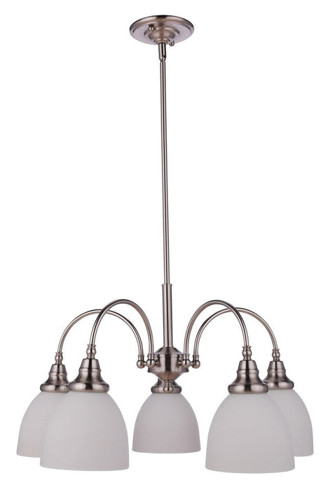 Benson 5 Light Pendant Light Arms Down Brushed Nickel & Opal Matt - 1001749