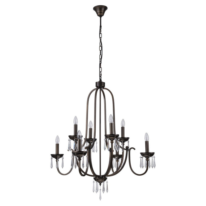 Lumet 8 Light Chandelier Antique Brass & Clear - LOI1001765