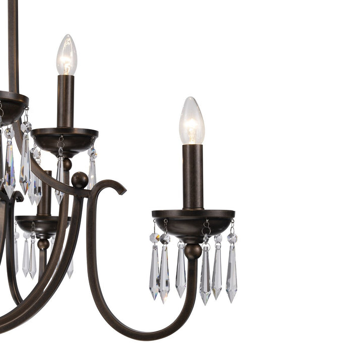 Lumet 8 Light Chandelier Antique Brass & Clear - LOI1001765