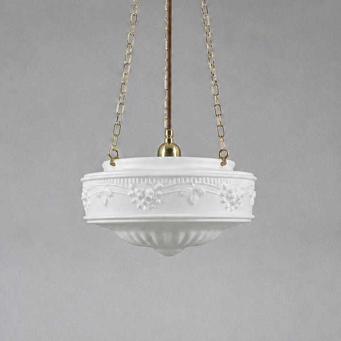 3 Chain Suspension Pendant Brass With 11" Senator Opal Matt Glass - 3000009