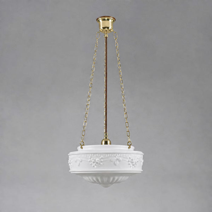 3 Chain Suspension Pendant Brass With 11" Senator Opal Matt Glass - 3000009