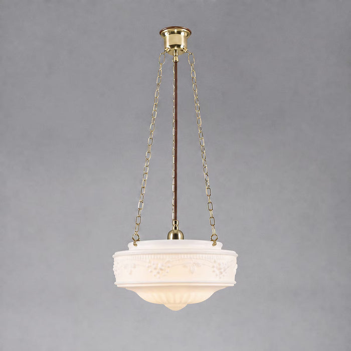 3 Chain Suspension Pendant Brass With 11" Senator Opal Matt Glass - 3000009