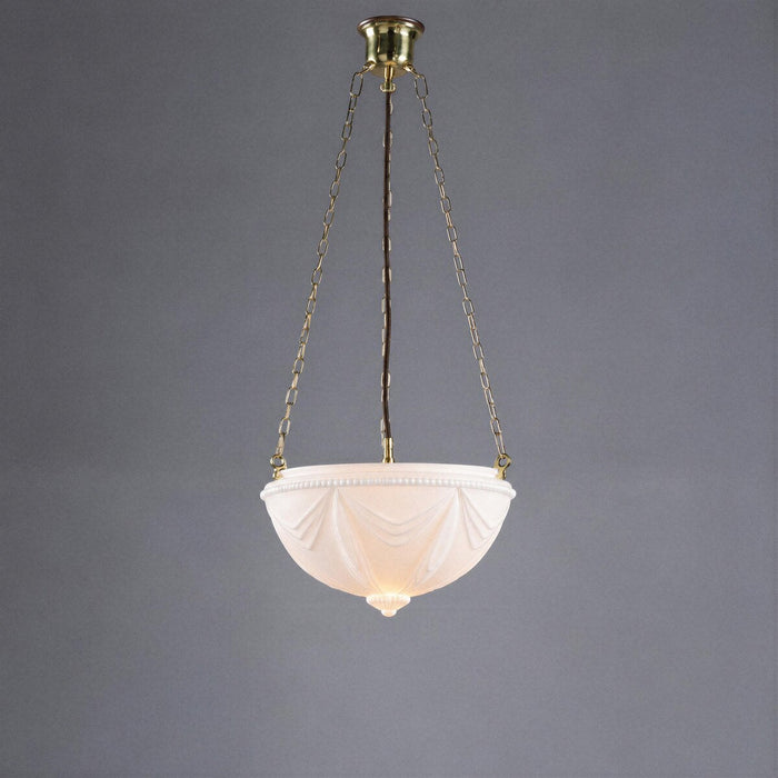 3 Chain Suspension Pendant Brass With 14" Empire Opal Matt Glass - 3000011