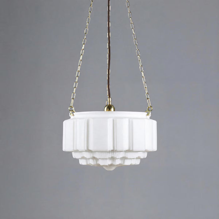 3 Chain Suspension Pendant Brass With 14" St Kilda Opal Matt Glass - 3000013