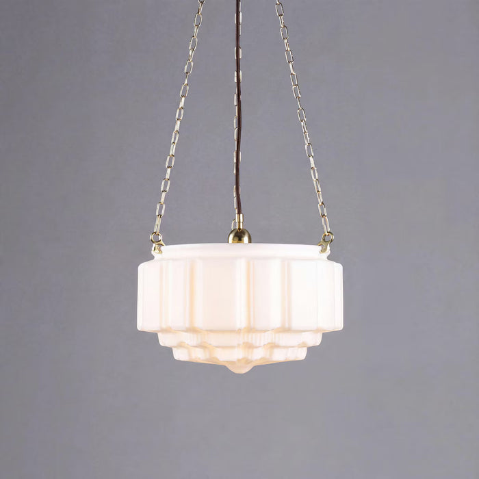 3 Chain Suspension Pendant Brass With 14" St Kilda Opal Matt Glass - 3000013