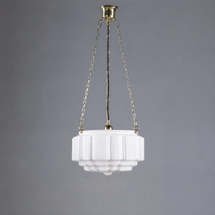 3 Chain Suspension Pendant Brass With 14" St Kilda Opal Matt Glass - 3000013