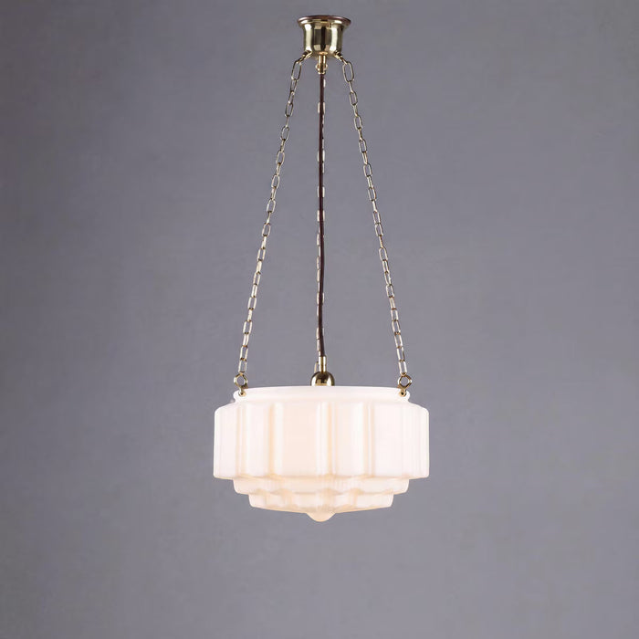 3 Chain Suspension Pendant Brass With 14" St Kilda Opal Matt Glass - 3000013
