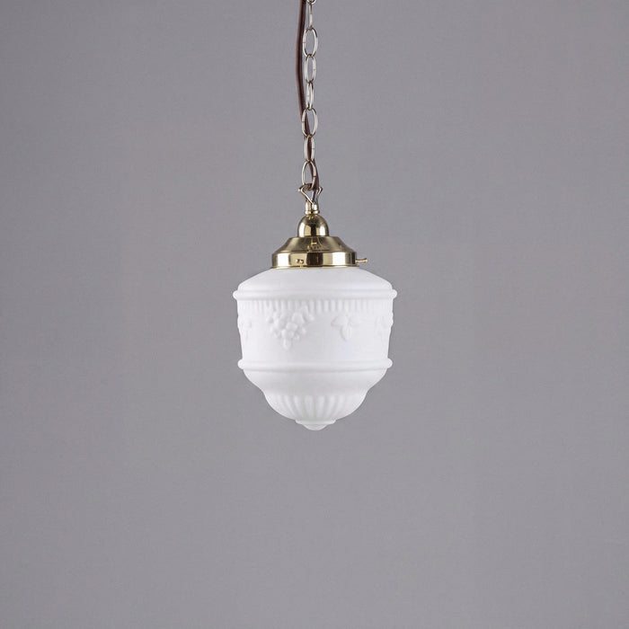Single Chain Pendant Brass With 8" Senator Opal Matt Glass - 3000093