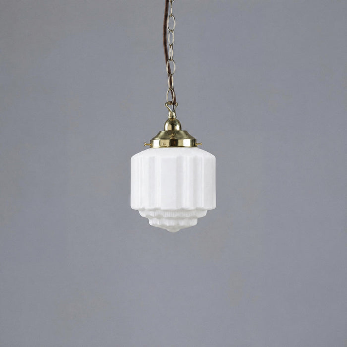 Single Chain Pendant Brass With 8" St Kilda Opal Matt Glass - 3000095