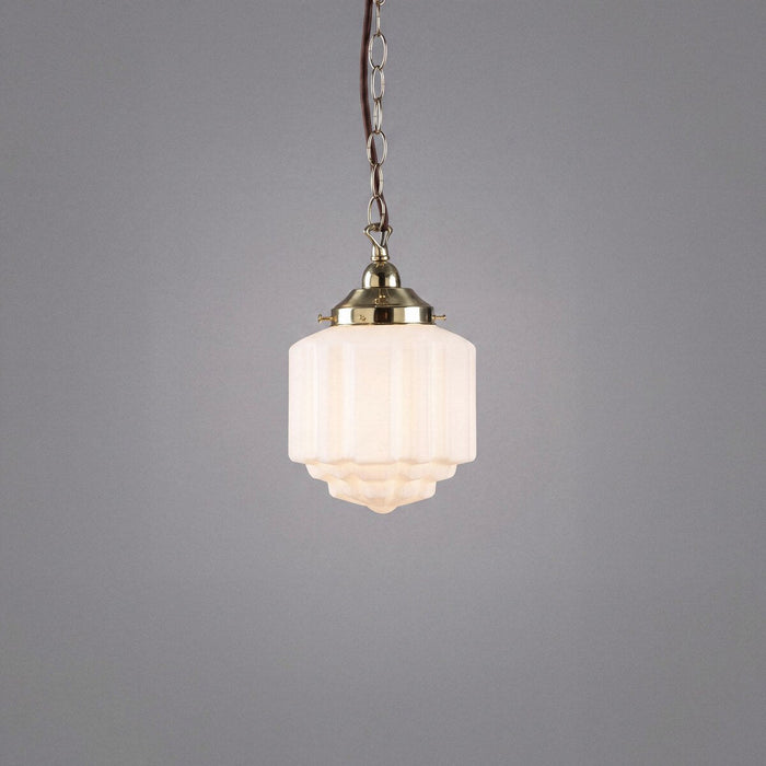 Single Chain Pendant Brass With 8" St Kilda Opal Matt Glass - 3000095