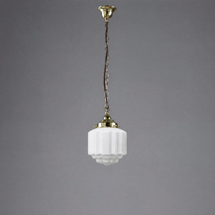 Single Chain Pendant Brass With 8" St Kilda Opal Matt Glass - 3000095