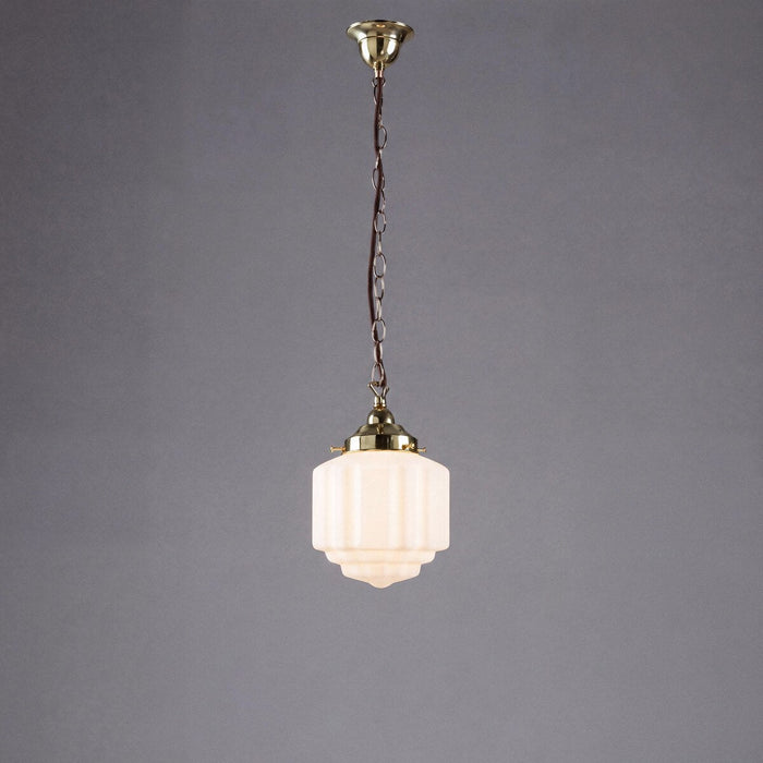 Single Chain Pendant Brass With 8" St Kilda Opal Matt Glass - 3000095