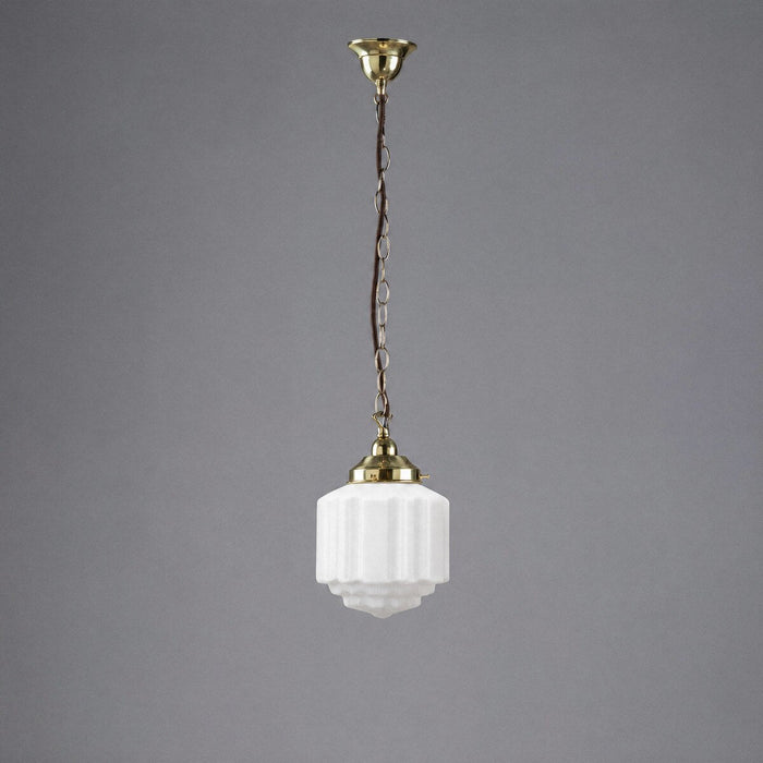 Single Chain Pendant Brass With 8" St Kilda Opal Matt Glass - 3000095