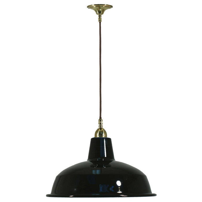 Single Cord Pendant Brass With 300mm Warehouse Black Shade - 3000105