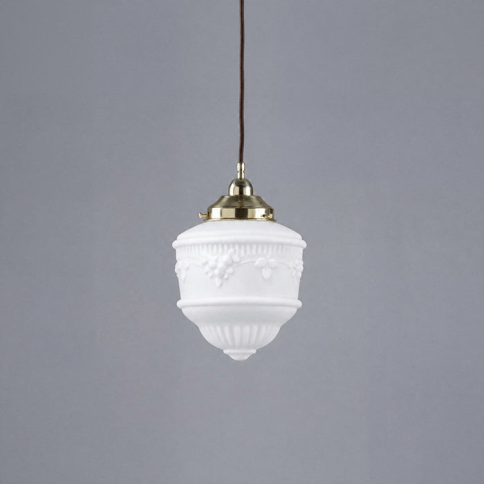 Single Cord Pendant Brass With 8" Senator Opal Matt Glass - 3000111