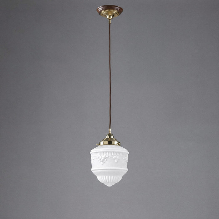 Single Cord Pendant Brass With 8" Senator Opal Matt Glass - 3000111
