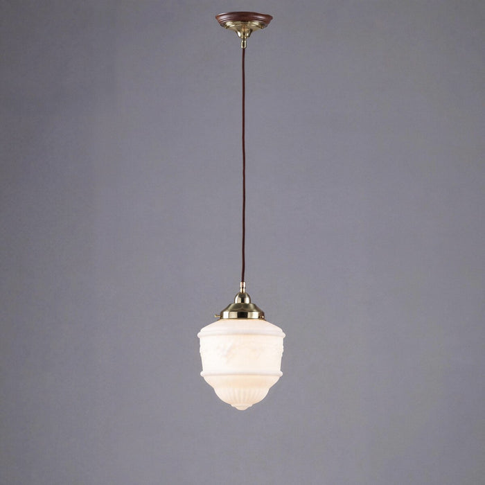 Single Cord Pendant Brass With 8" Senator Opal Matt Glass - 3000111