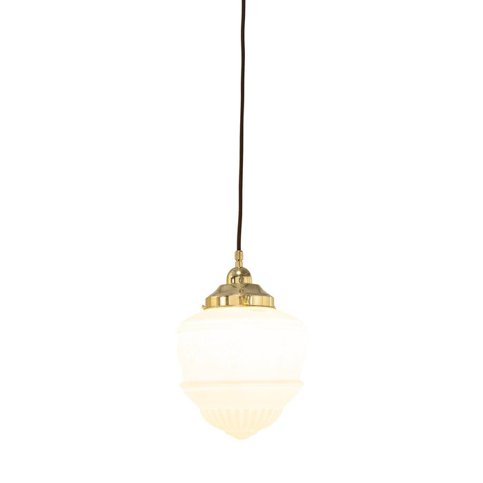 Single Cord Pendant Brass With 8" Senator Opal Matt Glass - 3000111