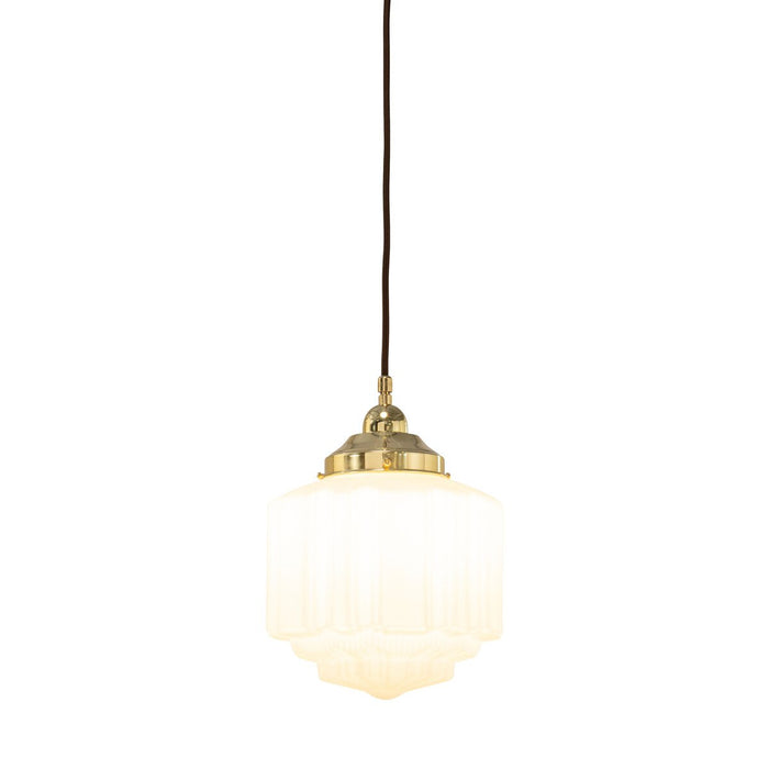 Single Cord Pendant Brass With 8" St Kilda Opal Matt Glass - 3000113