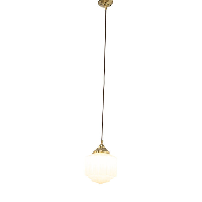 Single Cord Pendant Brass With 8" St Kilda Opal Matt Glass - 3000113