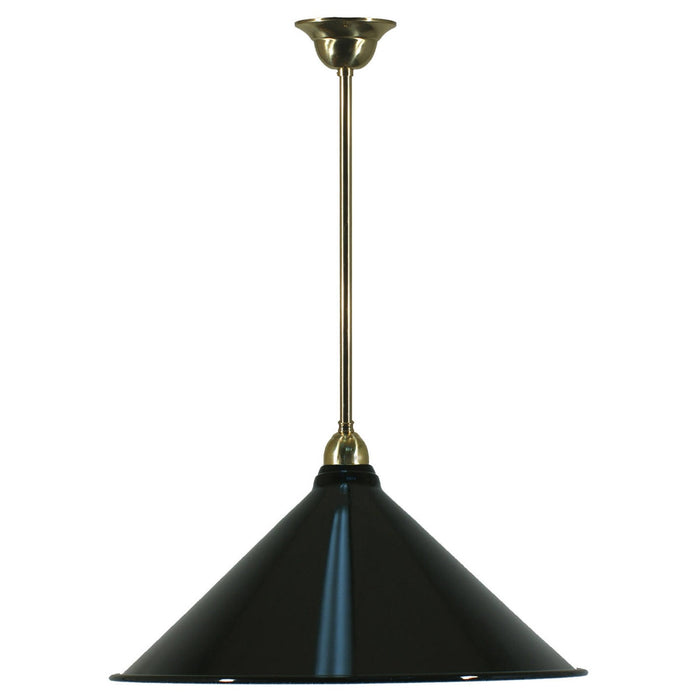 Single Rod Pendant Brass With 390mm Edwardian Black Shade - 3000128