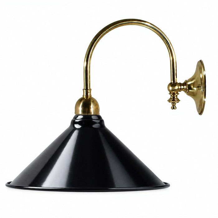 Luke Wall Light Brass With 250mm Edwardian Black Shade - 3000183
