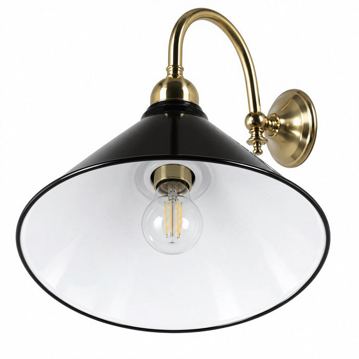 Luke Wall Light Brass With 250mm Edwardian Black Shade - 3000183