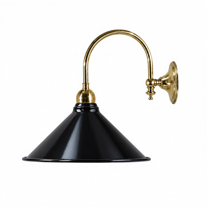 Luke Wall Light Brass With 250mm Edwardian Black Shade - 3000183