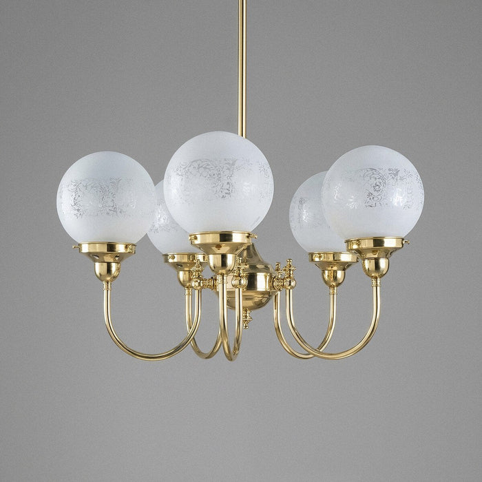 Luke 5 Light Pendant Brass With Sheffield Glass - 3000191