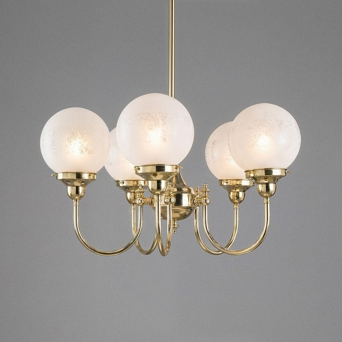 Luke 5 Light Pendant Brass With Sheffield Glass - 3000191