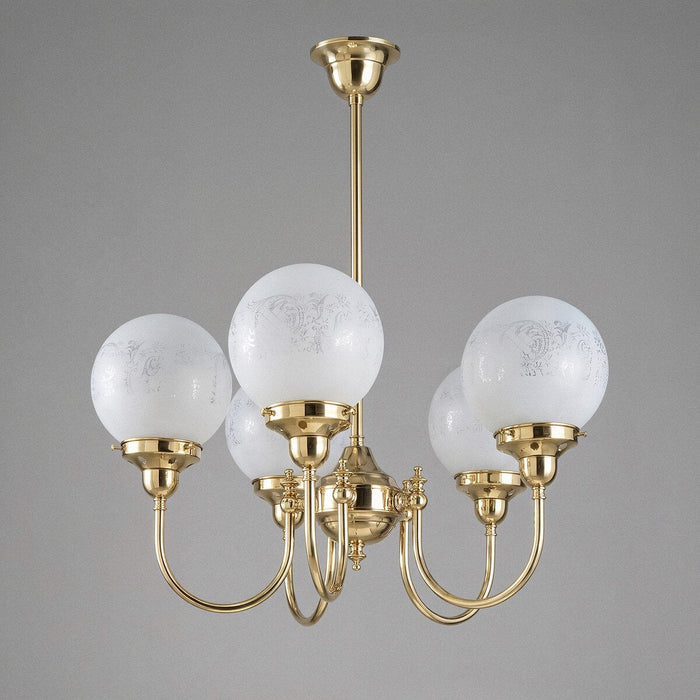 Luke 5 Light Pendant Brass With Sheffield Glass - 3000191