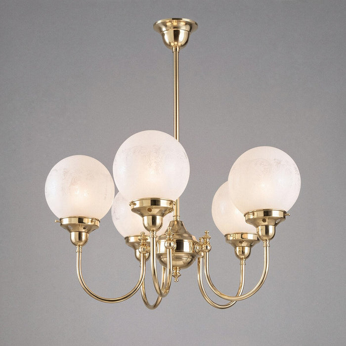 Luke 5 Light Pendant Brass With Sheffield Glass - 3000191