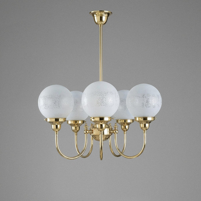 Luke 5 Light Pendant Brass With Sheffield Glass - 3000191