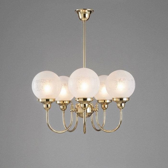 Luke 5 Light Pendant Brass With Sheffield Glass - 3000191
