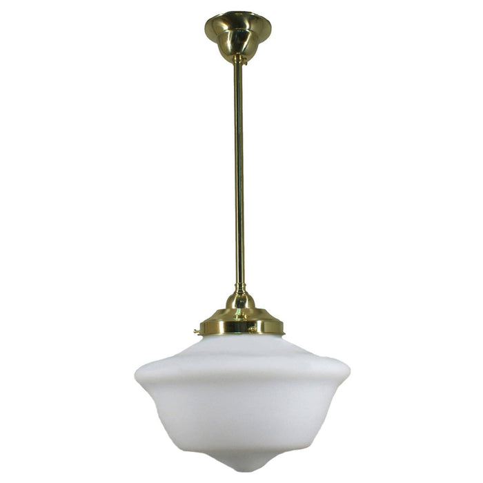 Single Rod Pendant Brass With 12" Victorian Schoolhouse Opal Matt Glass - 3000252
